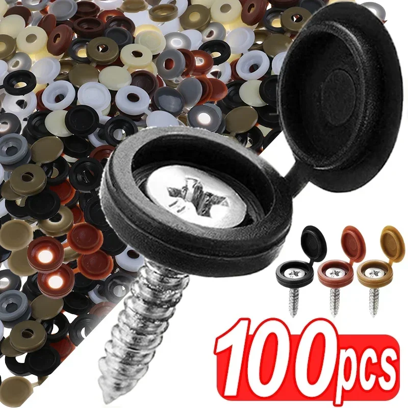 Furniture Hardware Nut - Hinged Plastic Screw Cap Cover Fold